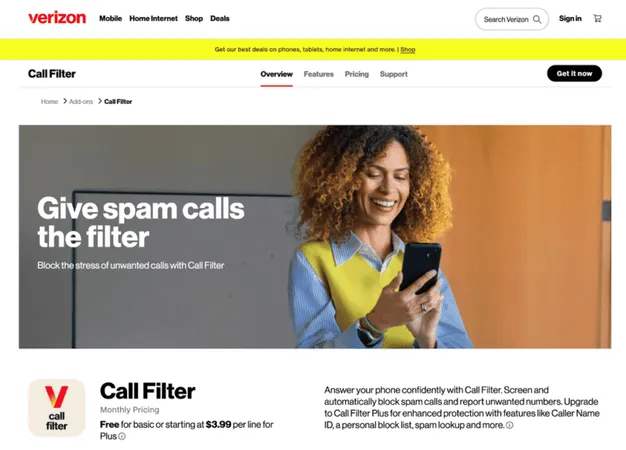 Carrier-level scam protection: Verizon call filter Carrier-level scam protection: Verizon call filter